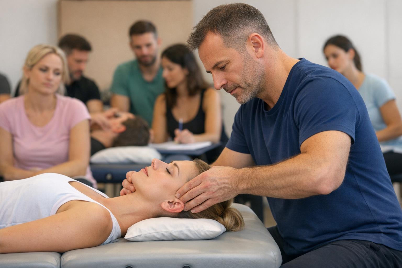 Terapia manualna stawu skroniowo-żuchwowego - praktyka podczas kursu